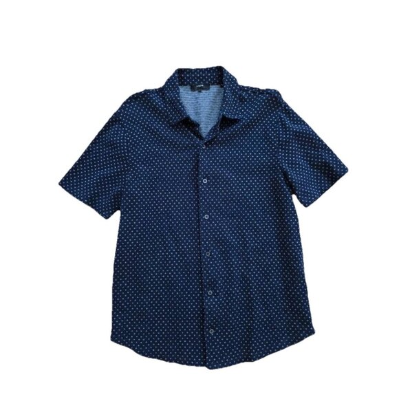Vince Short Sleeve Button Down Collared Shirt Navy Size Petite Small A001237 - Picture 1 of 7
